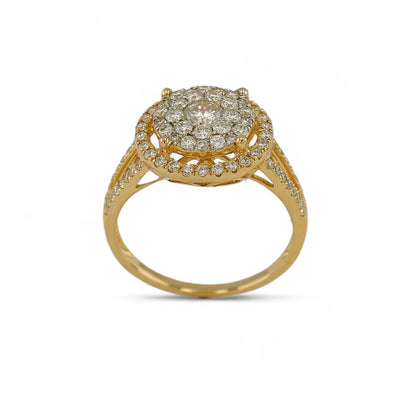 14K Yellow Gold Diamond solitaire Fleur Ring-FR0307Y