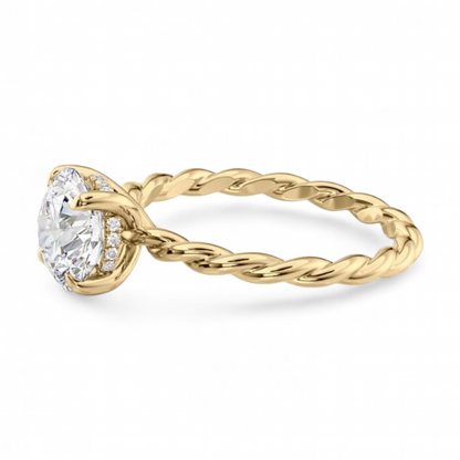 14k Yellow Gold Forrest Solitaire Round Diamond ring