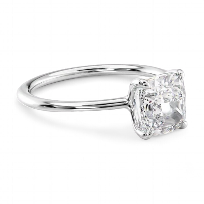 14k White Gold Solitaire Cushion Diamond ring