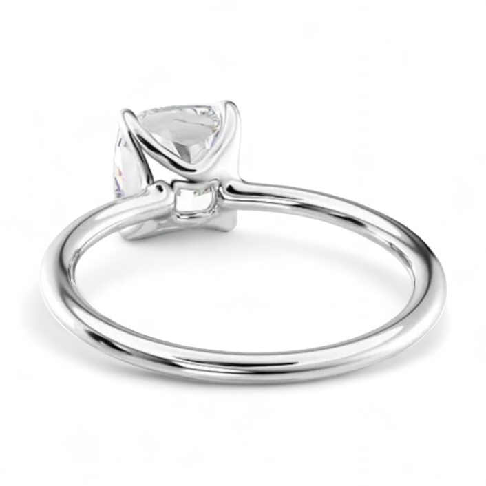 14k White Gold Solitaire Cushion Diamond ring