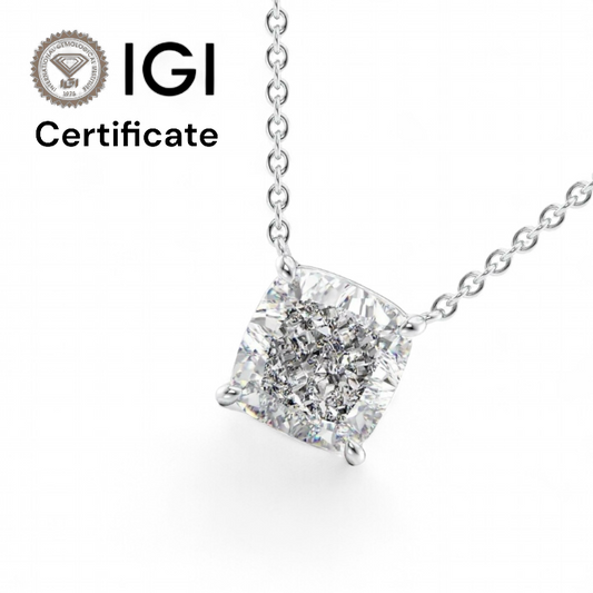 Platinum Cushion Cut Diamond necklace