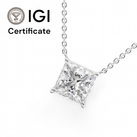 Platinum Princess Cut Diamond necklace