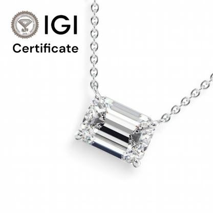 Platinum Emerald Cut Diamond necklace