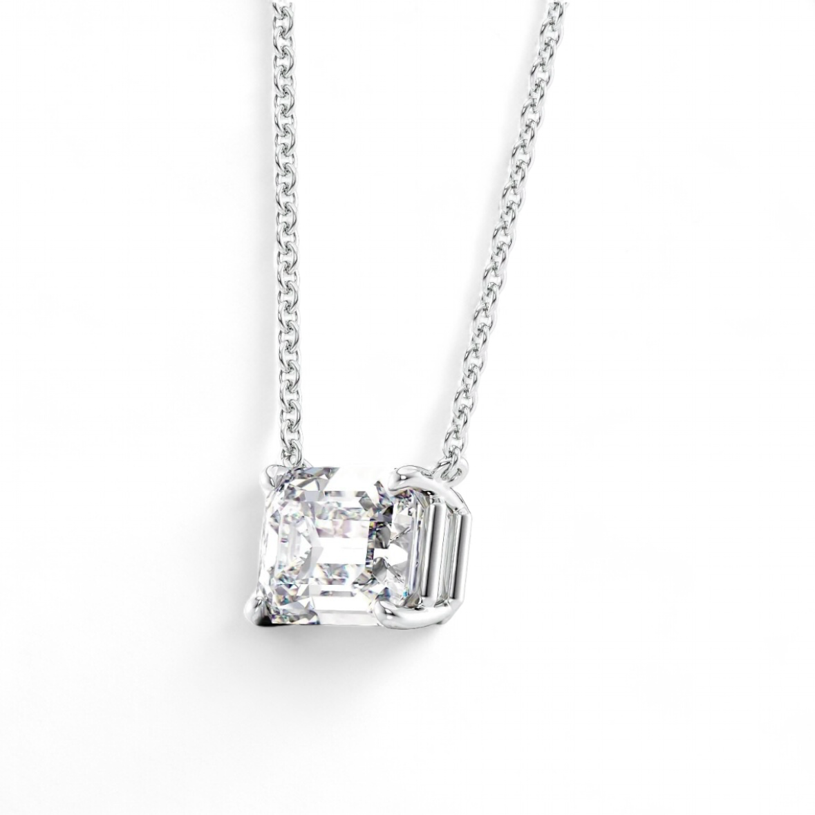 Platinum Emerald Cut Diamond necklace