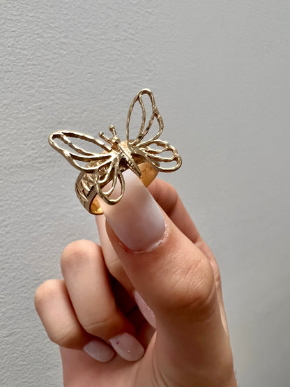 Gold 10k solid vintage butterfly ring
