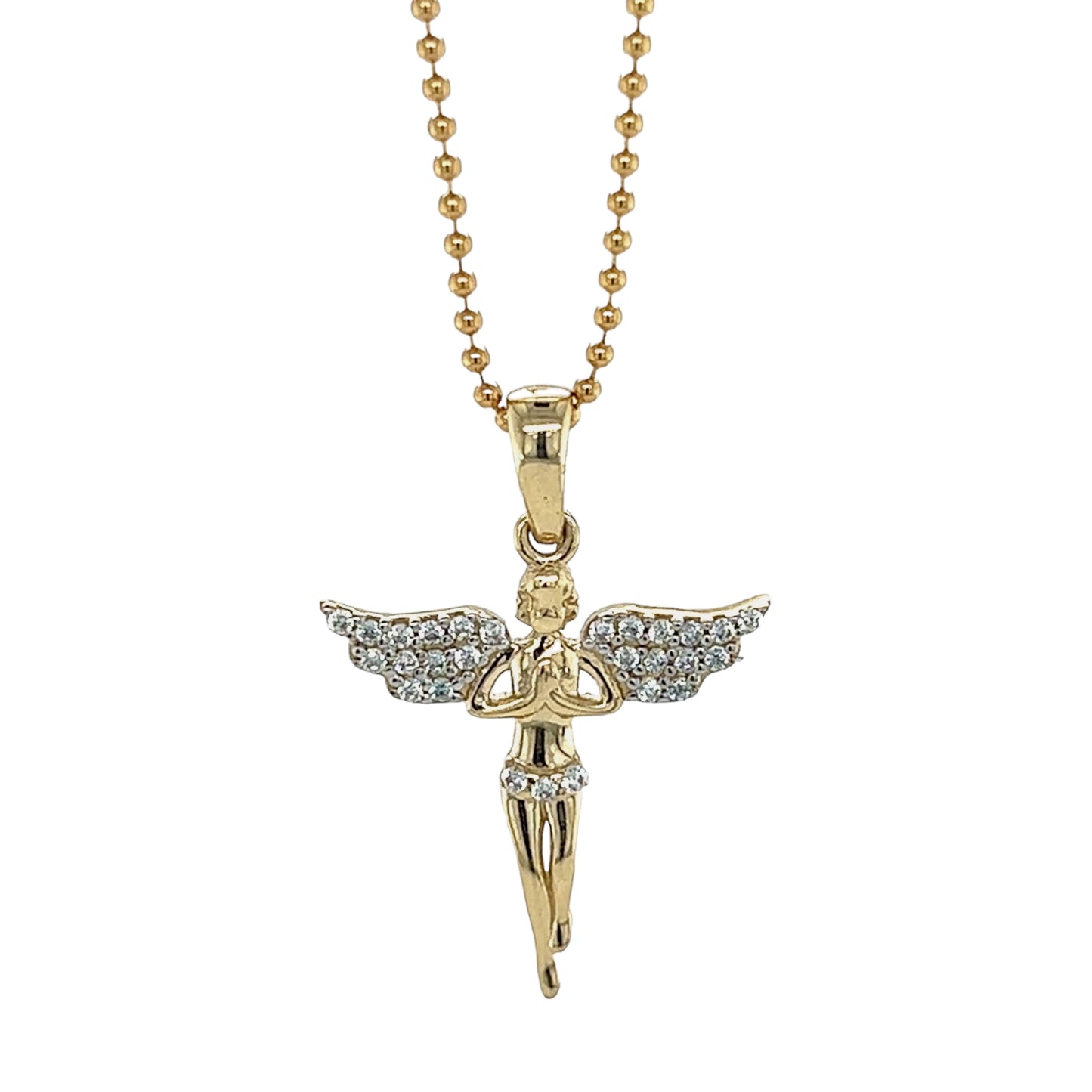 Gold 14k baby military chain Angel pendant