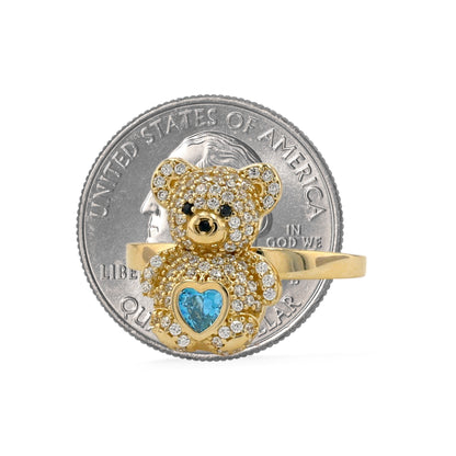 Gold 14k teddy bear ring-10167