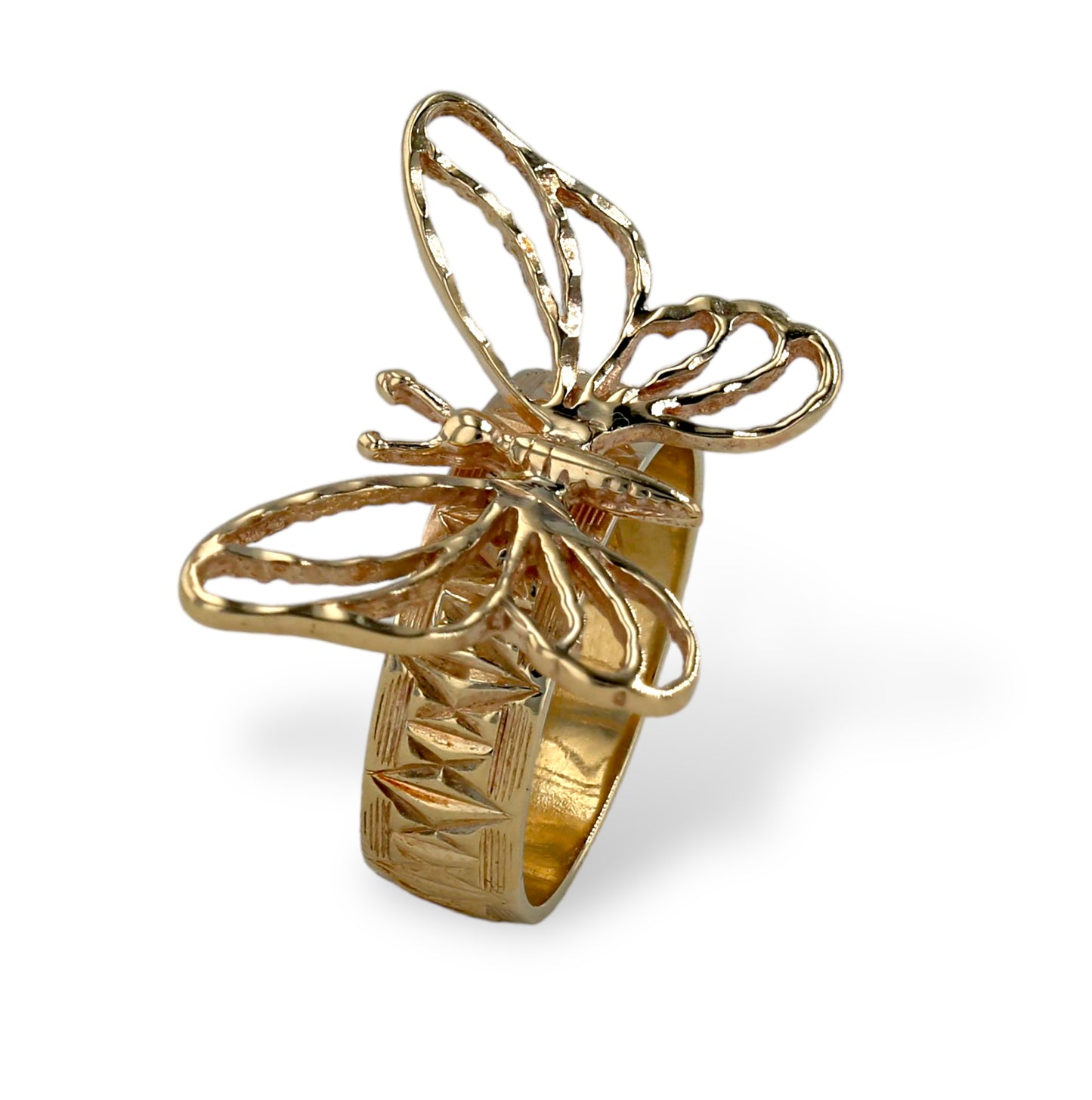 Gold 10k solid vintage butterfly ring