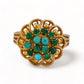 Vintage rosette 18k gold turquoise & Jade ring