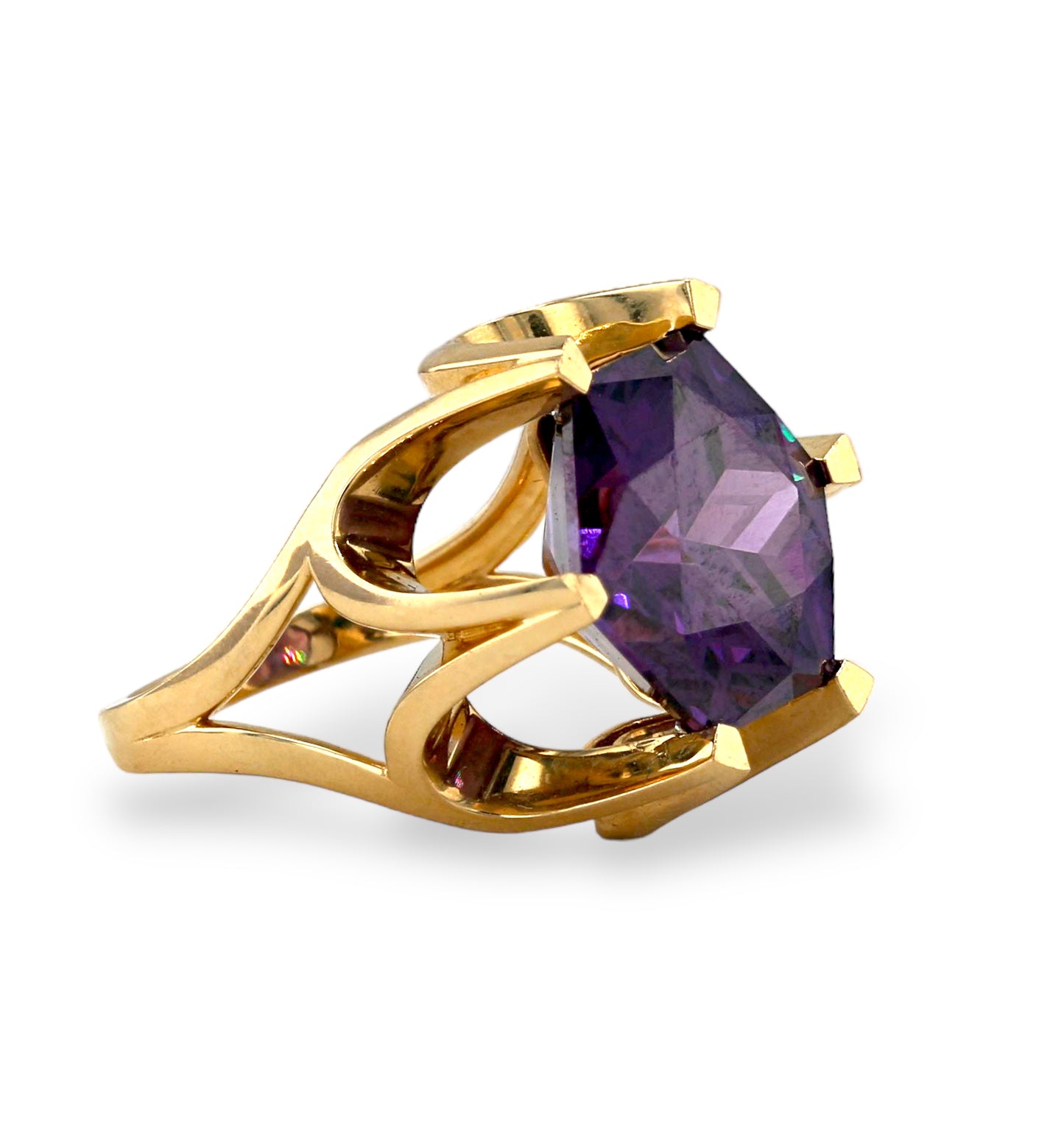 Gold 14k solid amethyst solitaire