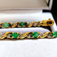 Gold 10k emerald and diamond tennis bracelet