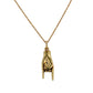 Gold 14k set chain and 14K puffy Rock & Roll horse hand sign pendant
