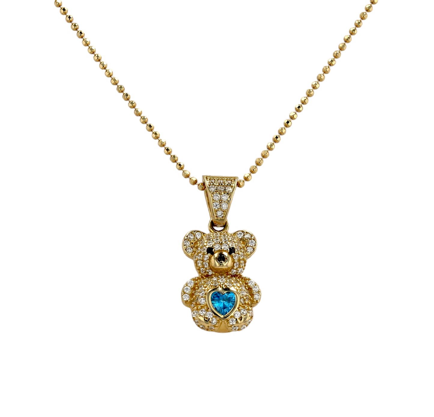 Set gold 14k chain teddy pendant