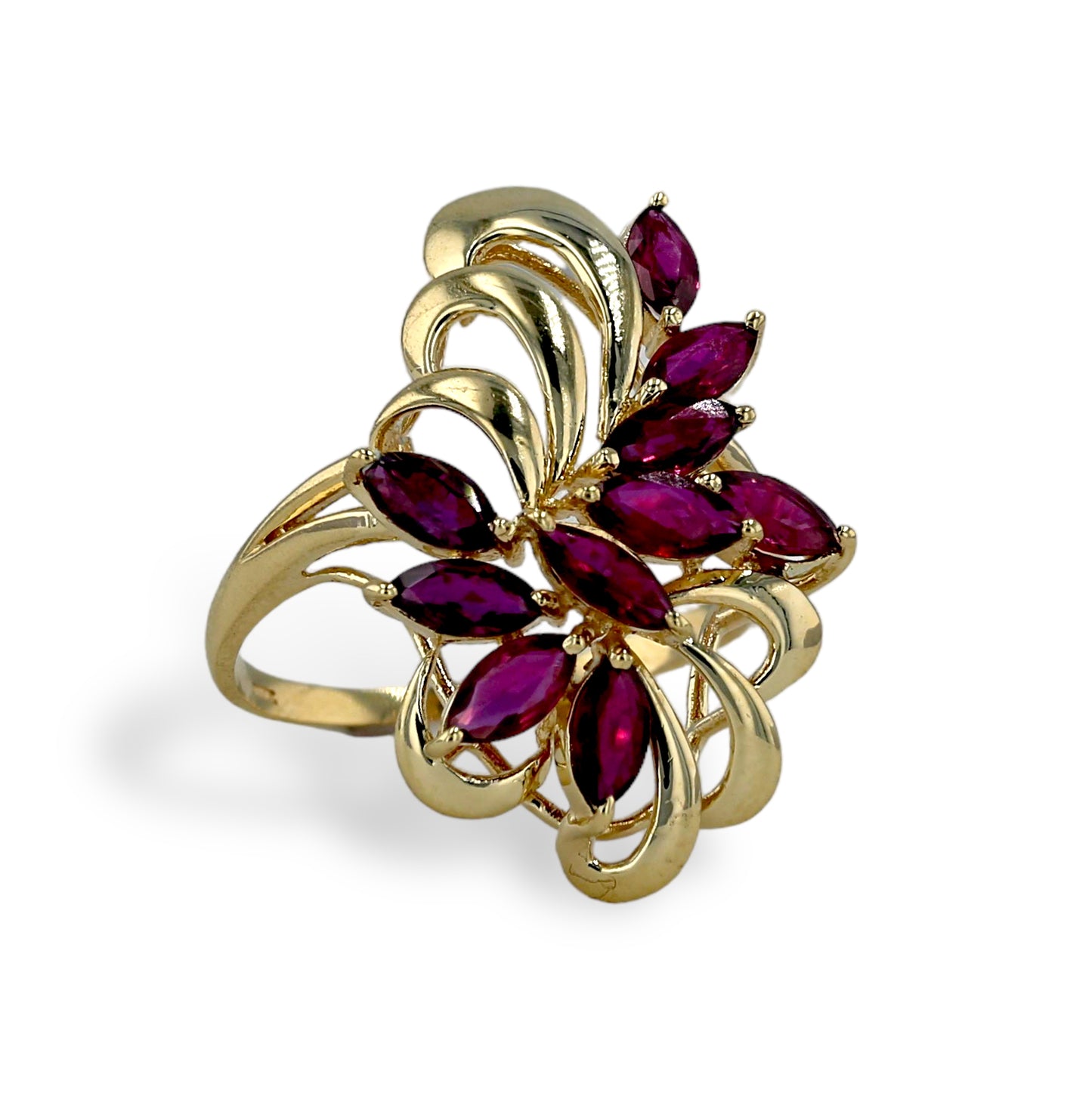 Gold 14k ruby flower ring