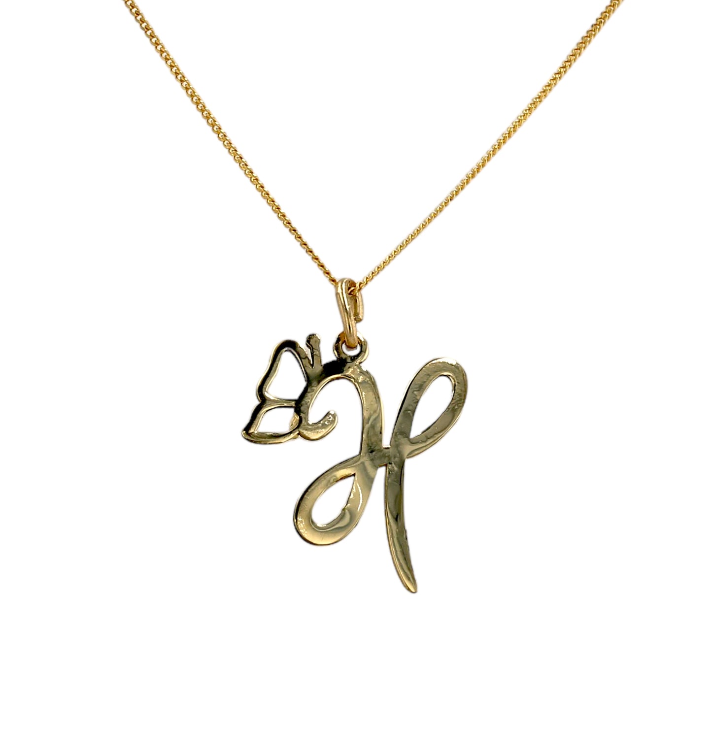 Gold 14k customized letter butterfly pendant