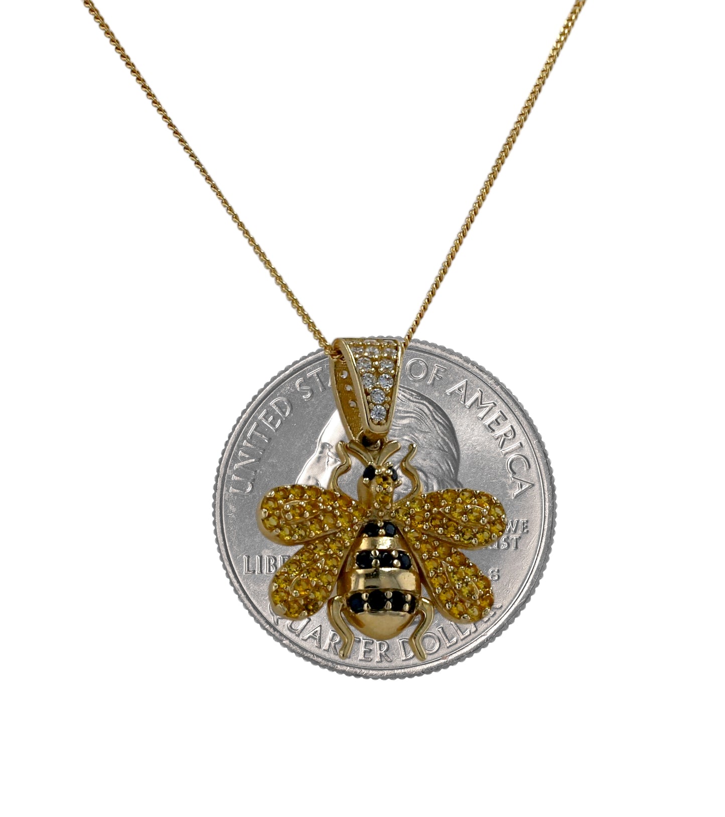 Gold 10k set bee pendant