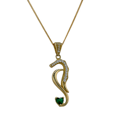 Gold 10k set seahorse pendant