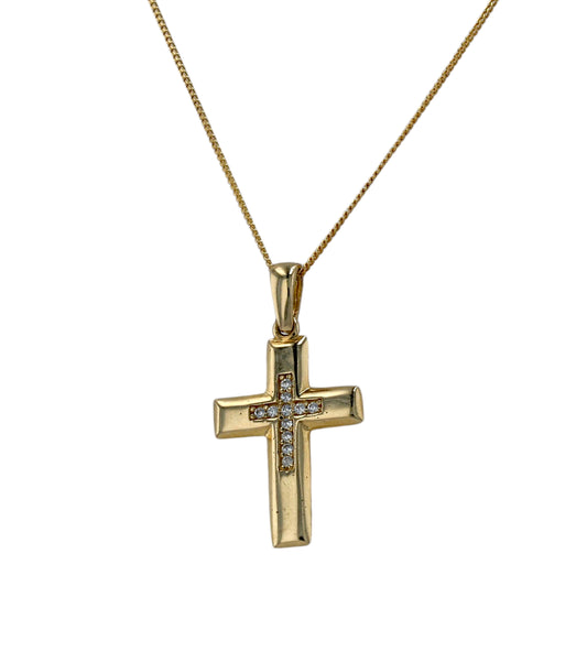 Gold 10k set cross pendant