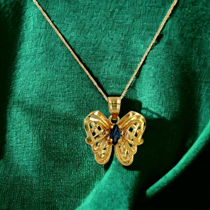 Gold 10k set butterfly pendant
