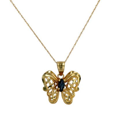 Gold 10k set butterfly pendant