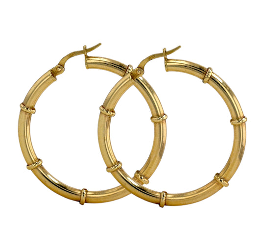 Oro 10k bamboo hoops earrings