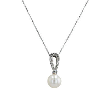 Set 14k white gold pearl pendant