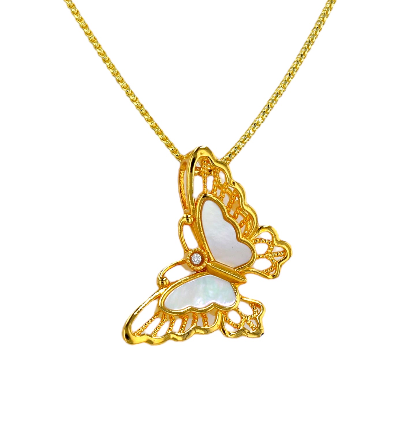 Gold 18k set Franco butterfly pendant-M5643