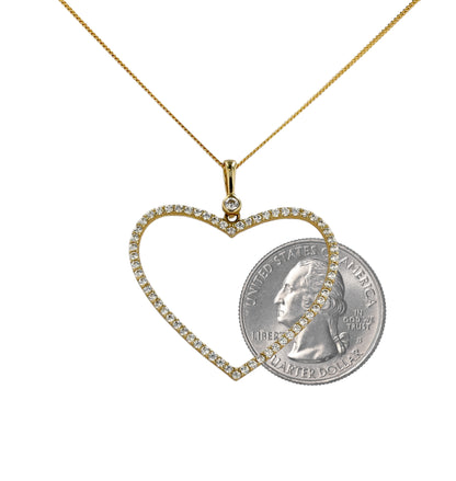 Gold 10k set solid chain heart pendant