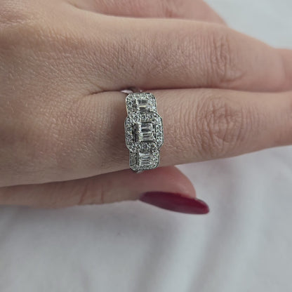 14K White Gold Baguette Diamond 3 Stone Ring-RG4753W