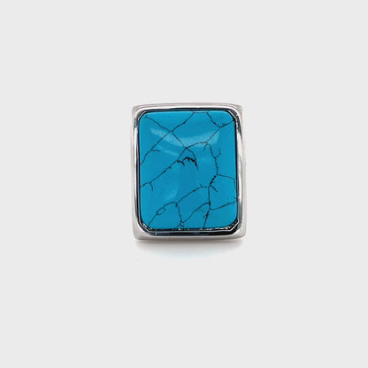 Sterling silver 925 square turquoise ladys ring