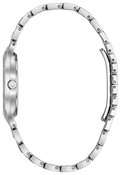 Bulova Phantom Silver Crystal Black Dial Crystal Watch - Aldo Jewelry