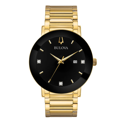 Bulova Futuro Men's Gold Diamond Black Dial Modern Watch - Aldo Jewelry