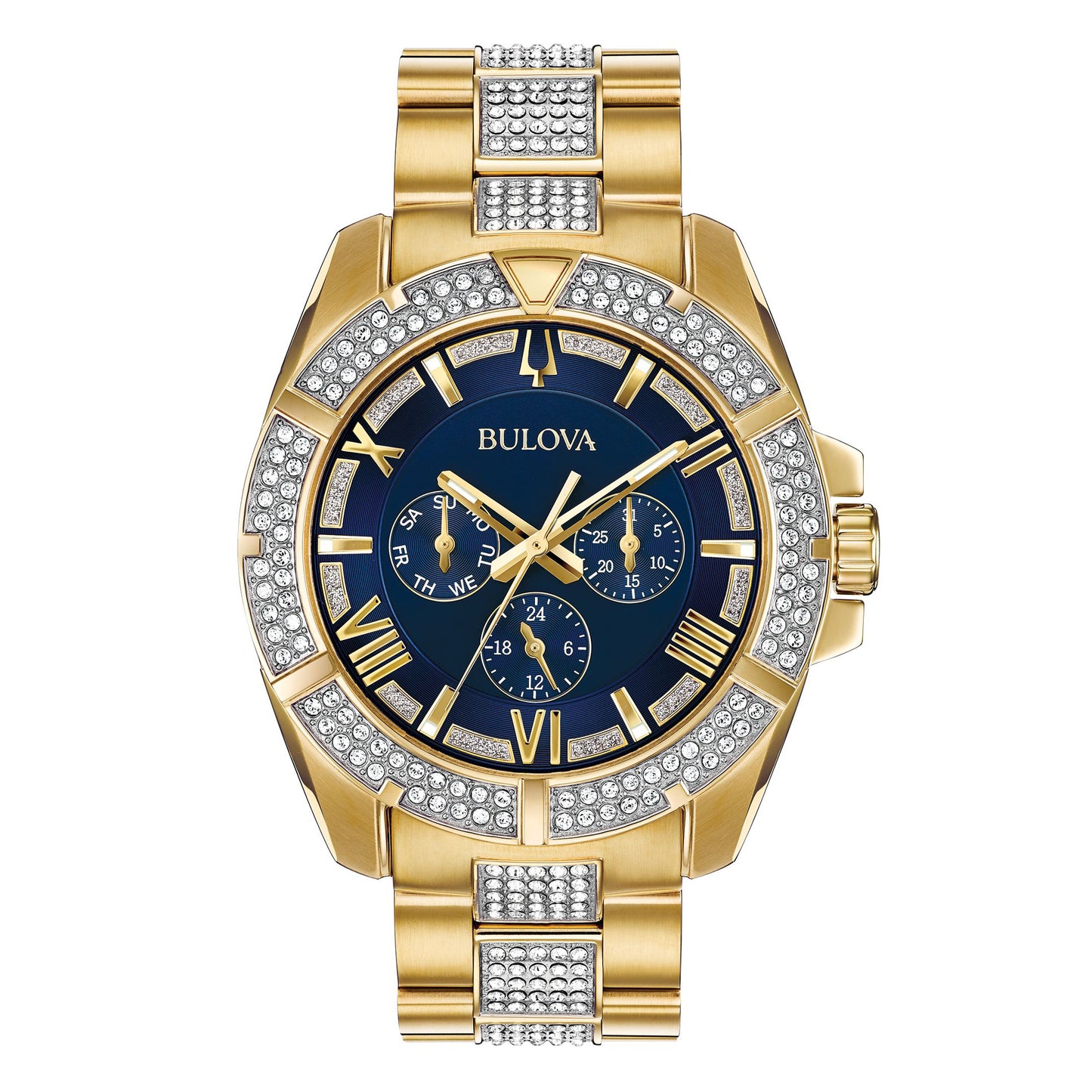Bulova Octava Men's Gold Blue Dial Crystal Watch - Aldo Jewelry