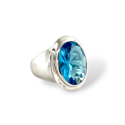 Sterling silver 925 oval aqua lady’s ring - Aldo Jewelry
