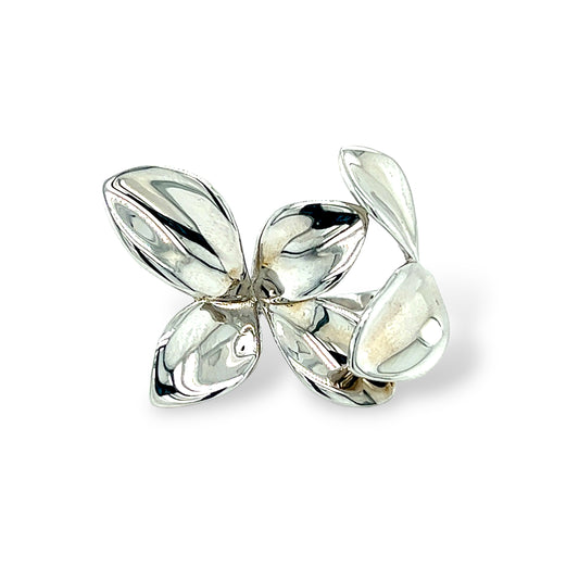 Sterling silver 925 two magnolias lady’s ring - Aldo Jewelry